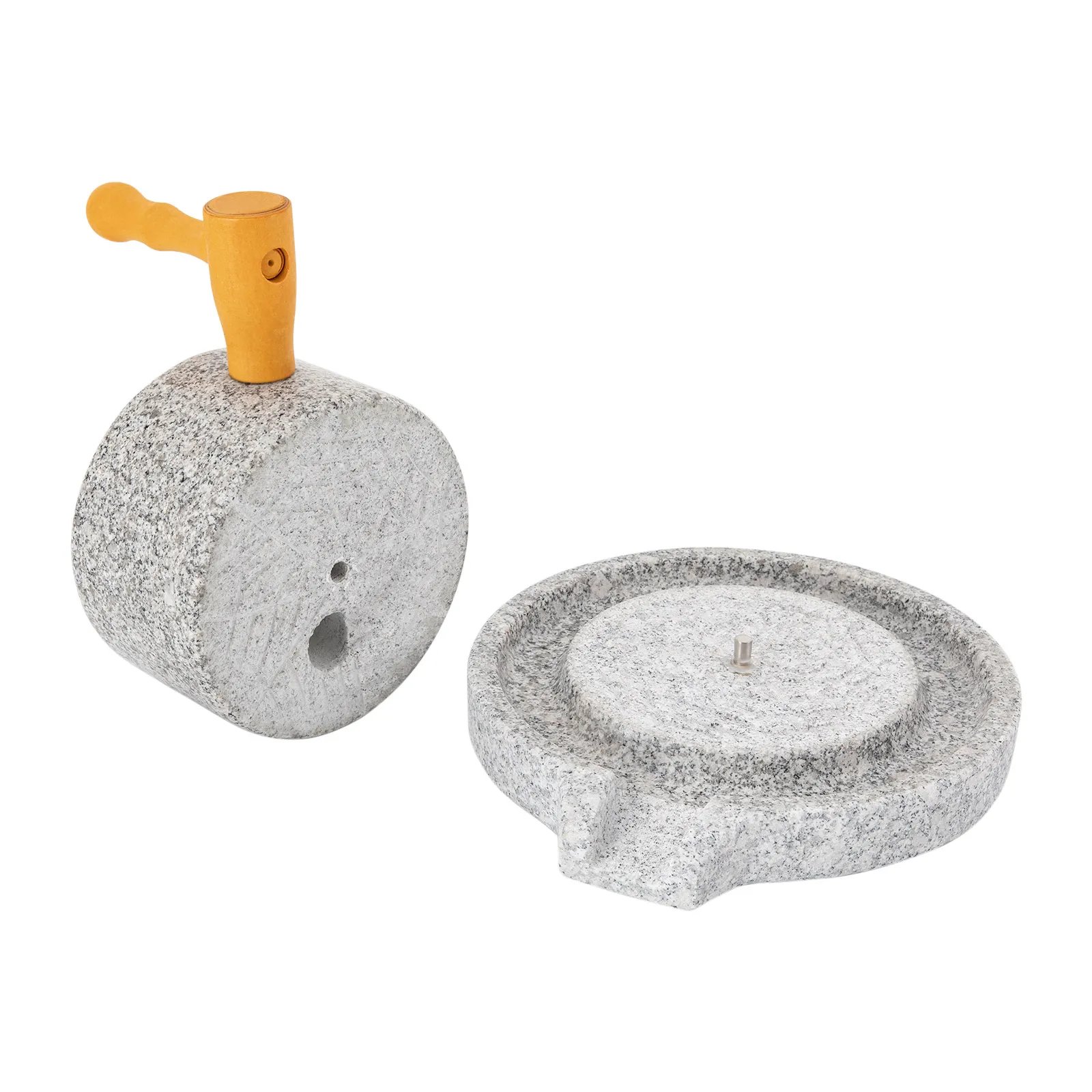 Manual Millstone Grinder Traditional Hand-Push Chili Pepper Mung Bean Flour Mill Grinder Marble Mini Stone Mill