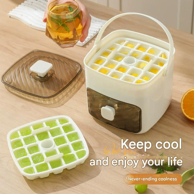 Large Ice Cube Maker, Double Layer, Easy-Press Lid, Food-Grade Tray, Whiskey & Cocktails, Kitchen Gadget