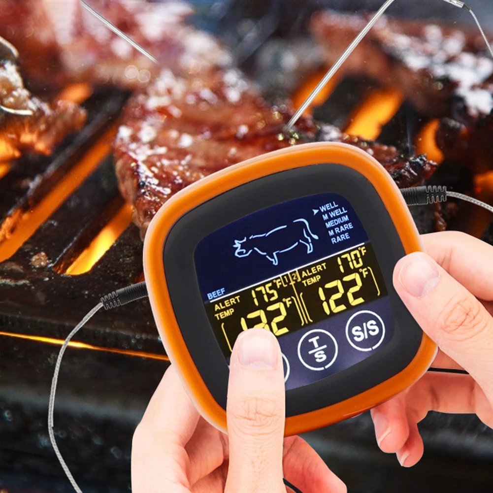 Digital Meat Kitchen Thermometer with 2 Probes Waterproof Meat Temperature Thermometer Probe Meat Temperature Probe for Grilling