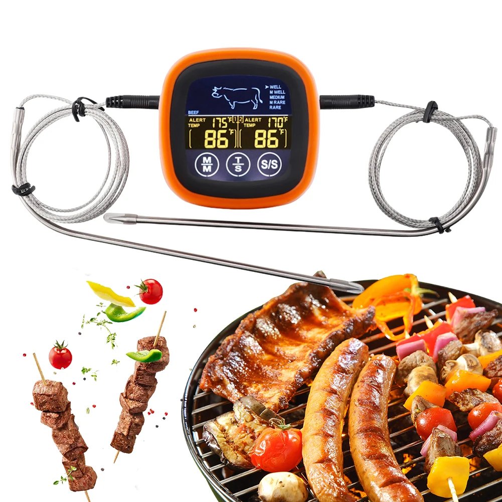 Digital Meat Kitchen Thermometer with 2 Probes Waterproof Meat Temperature Thermometer Probe Meat Temperature Probe for Grilling
