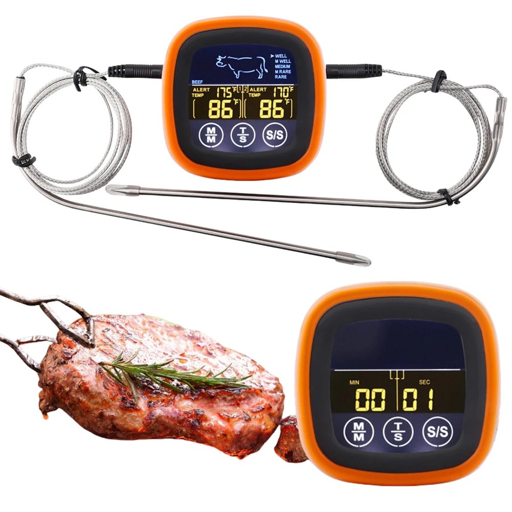Digital Meat Kitchen Thermometer with 2 Probes Waterproof Meat Temperature Thermometer Probe Meat Temperature Probe for Grilling