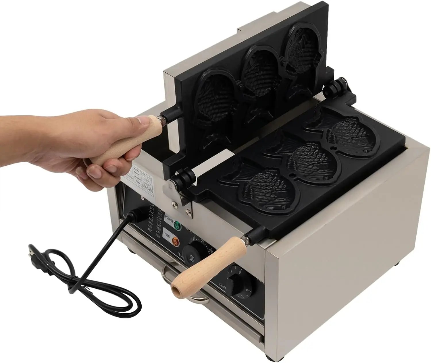 Electric 1500W Taiyaki Fish Waffle Maker, 3 Mold Non-stick Cooking Plate Cake Waffle Maker Baker Fish Shaped Waffle Cones Electric 1500W Taiyaki Fish Waffle Maker, 3 Mold Non-stick Cooking Plate Cake Waffle Maker Baker Fish Shaped Waffle Cones