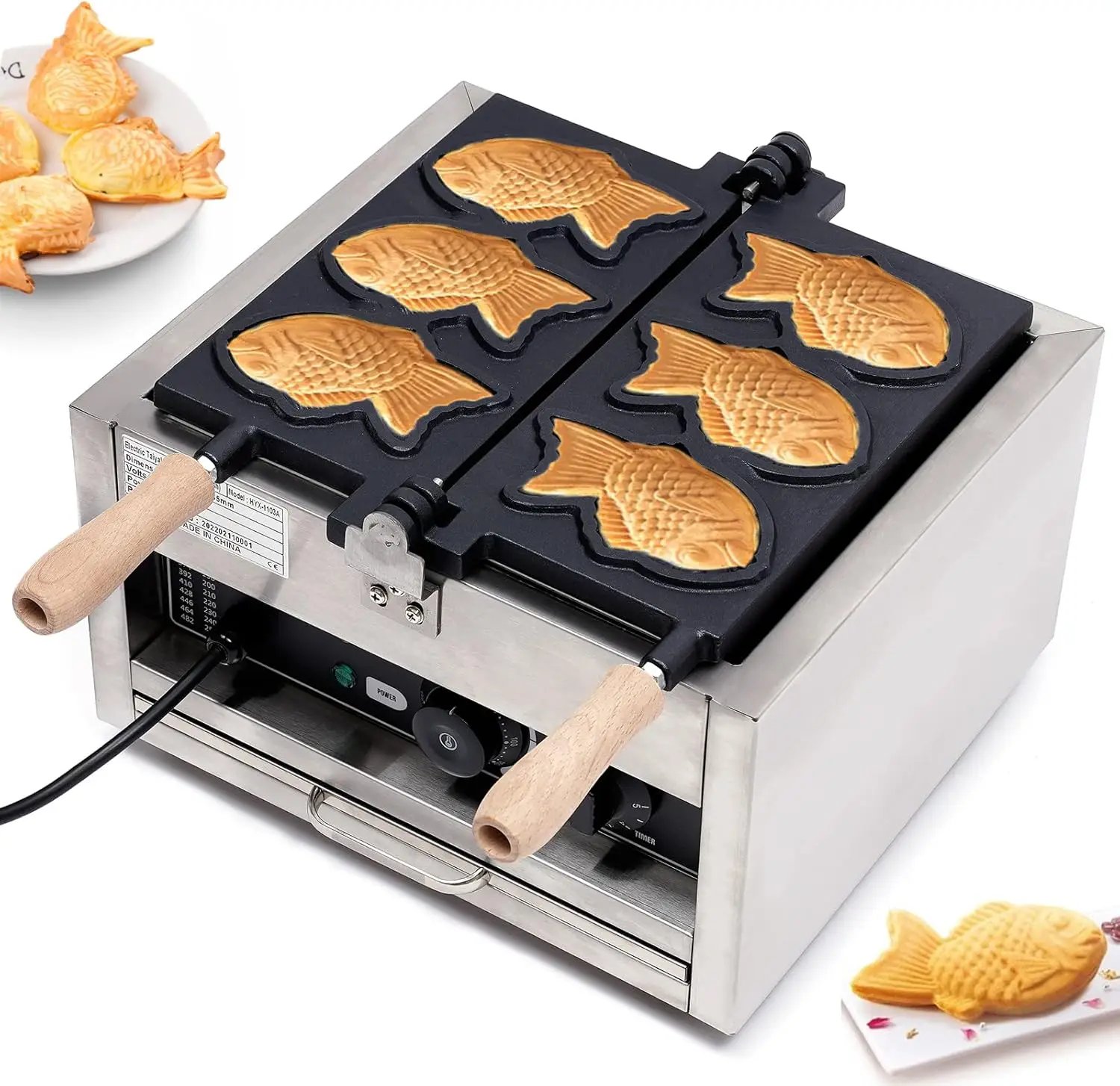 Electric 1500W Taiyaki Fish Waffle Maker, 3 Mold Non-stick Cooking Plate Cake Waffle Maker Baker Fish Shaped Waffle Cones Electric 1500W Taiyaki Fish Waffle Maker, 3 Mold Non-stick Cooking Plate Cake Waffle Maker Baker Fish Shaped Waffle Cones
