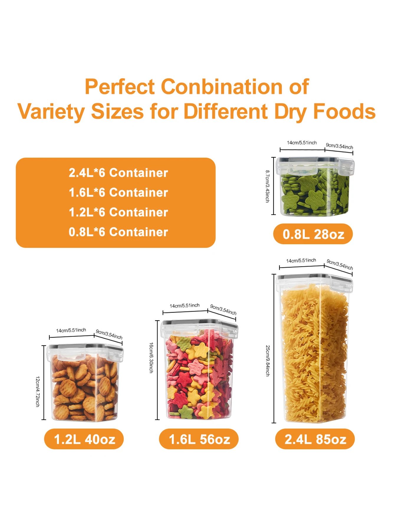 48pcs,Sealed food storage containers with LIDS, plastic kitchen pantry, dry cargo jars of lactose, grain, flour, sugar, labeled