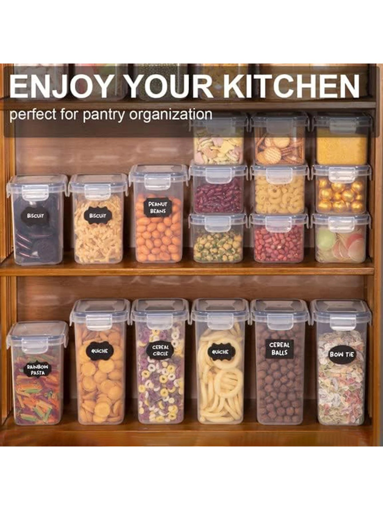 9pcs storage and organization，labeled and marked airtight food storage containers and condiment jars - keep grains, flour, salt,