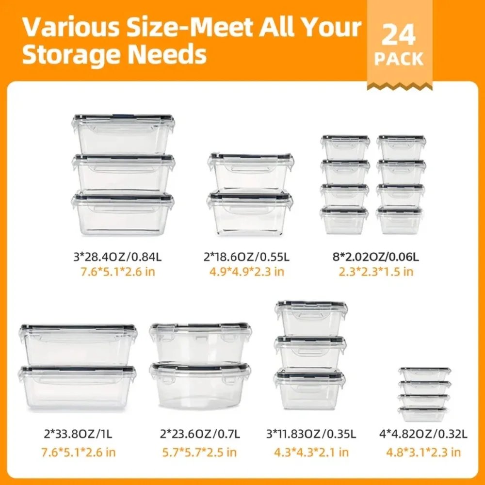 50 Food Storage Containers with Lids, Meal Prep Plastic Containers Pantry and Kitchen Organization (24 Containers + 24 Lids)