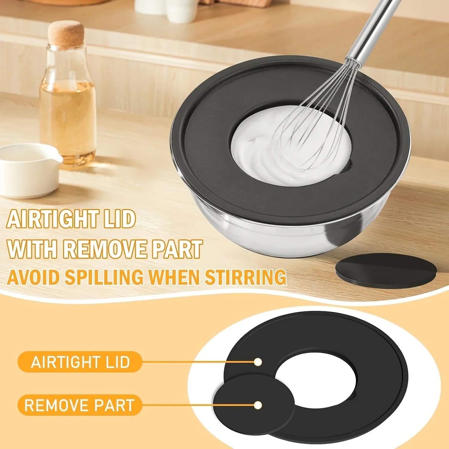 16PCS Complete Salad Tools Set 7 Stainless Steel Mixing Bowls with Lids 3 Graters 6 Spoons 5 Kitchen Accessories