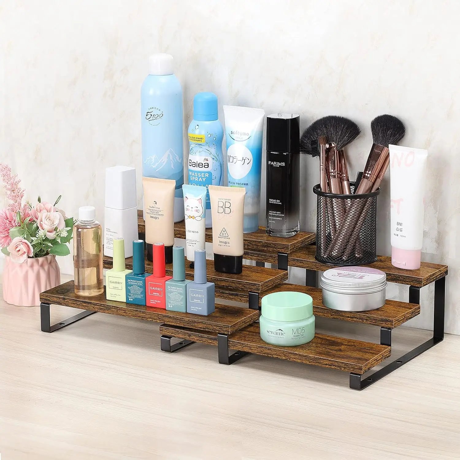 3-Tier Wooden Spice Rack Organizer for Cabinet, Expandable Spice Rack Shelf Organizer for Kitchen Cabinet Countertop, Set of 2 3-Tier Wooden Spice Rack Organizer for Cabinet, Expandable Spice Rack Shelf Organizer for Kitchen Cabinet Countertop, Set of 2