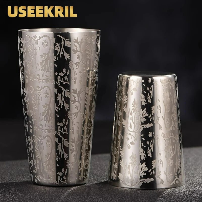 Bar Cocktail Shaker Boston Shaker Stainless Steel Engraving Shaker Bar Accessory&nbsp;Bartender Tools For Home And Bar