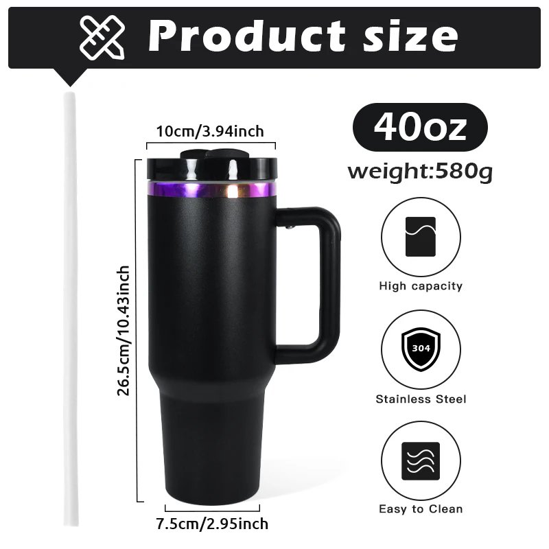 12pcs Pack 40oz Stainless Steel Insulated Travel Mug Purple Underneath Powder Coated Black Tumbler Cup for Laser Printing Wang