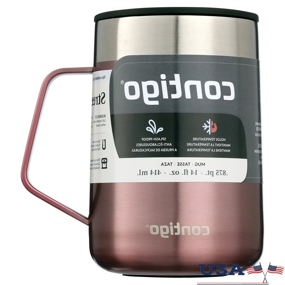 Vacuum Insulated Stainless Steel Mug with Handle Splash Proof Lid Non Slip Base Travel Cup Coffee Tea 14oz Brewer Friendly Vacuum Insulated Stainless Steel Mug with Handle Splash Proof Lid Non Slip Base Travel Cup Coffee Tea 14oz Brewer Friendly