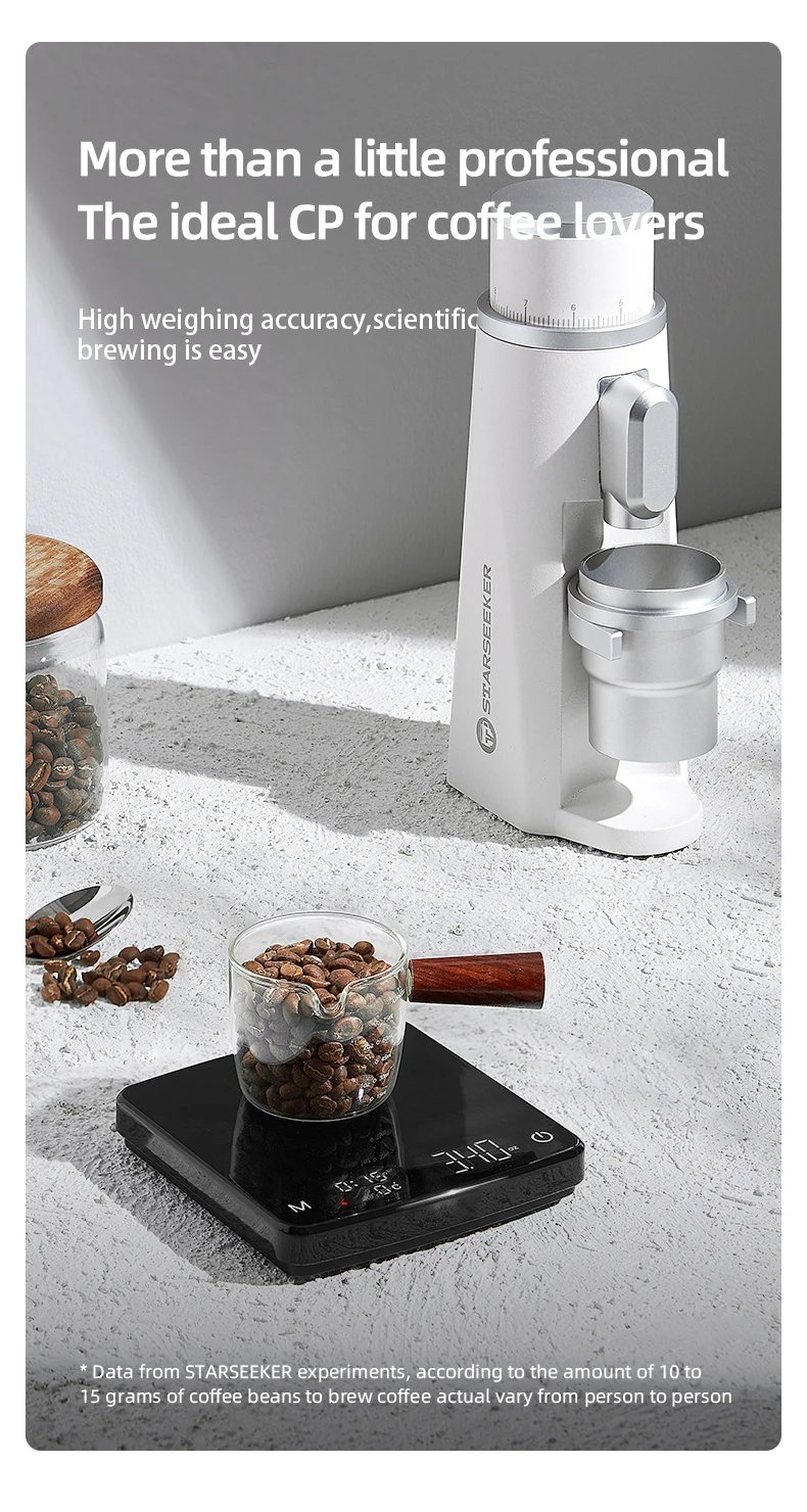 STARSEEKER EDGE Stainless Steel Burr Coffee Grinder 48MM Espresso Stepless Fineness Adjustment Electric Coffee Grinders Black