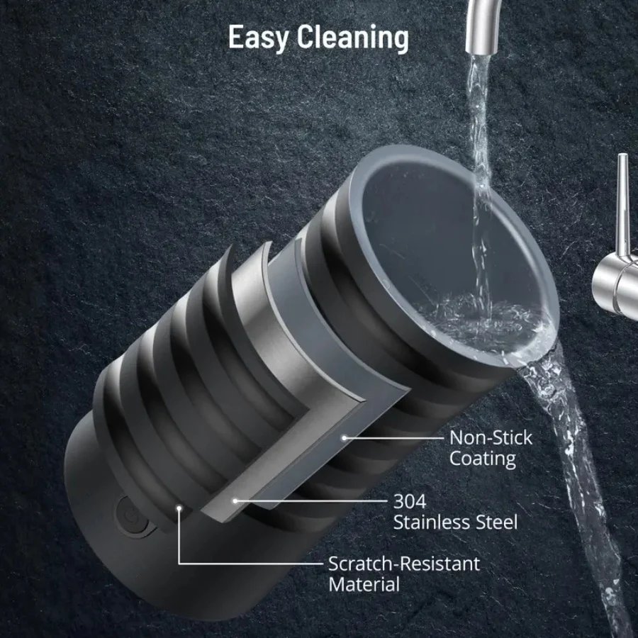 4-in-1 Milk Frother And Steamer, Non-Slip Stylish Design, Hot & Cold Milk Steamer With Temperature Control, Auto Shut-Off Frothe