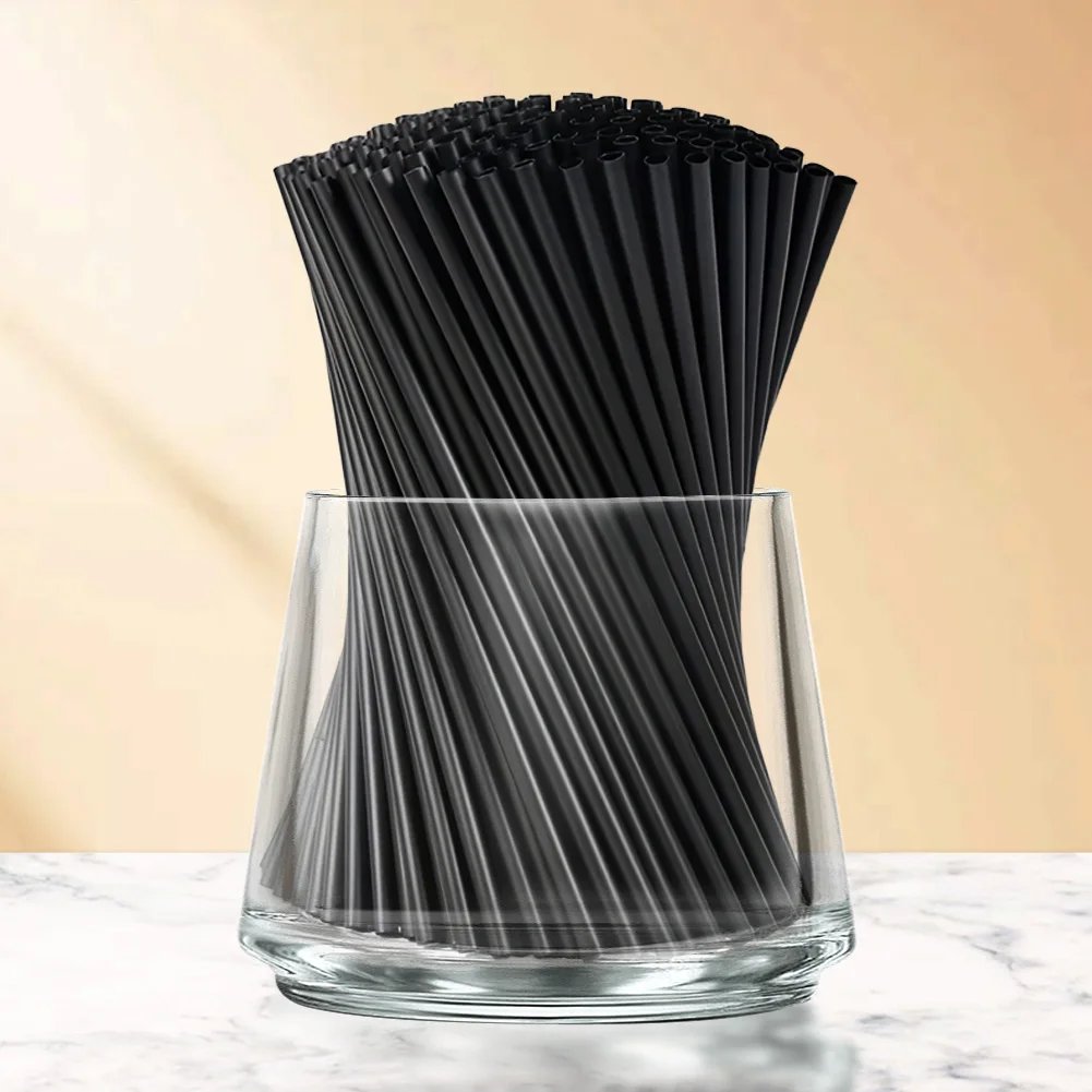 100Pcs Black Drinking Straws Reusable Beverage Drink Tube Flexible Plastic Straw Wedding Party Supplies Straw