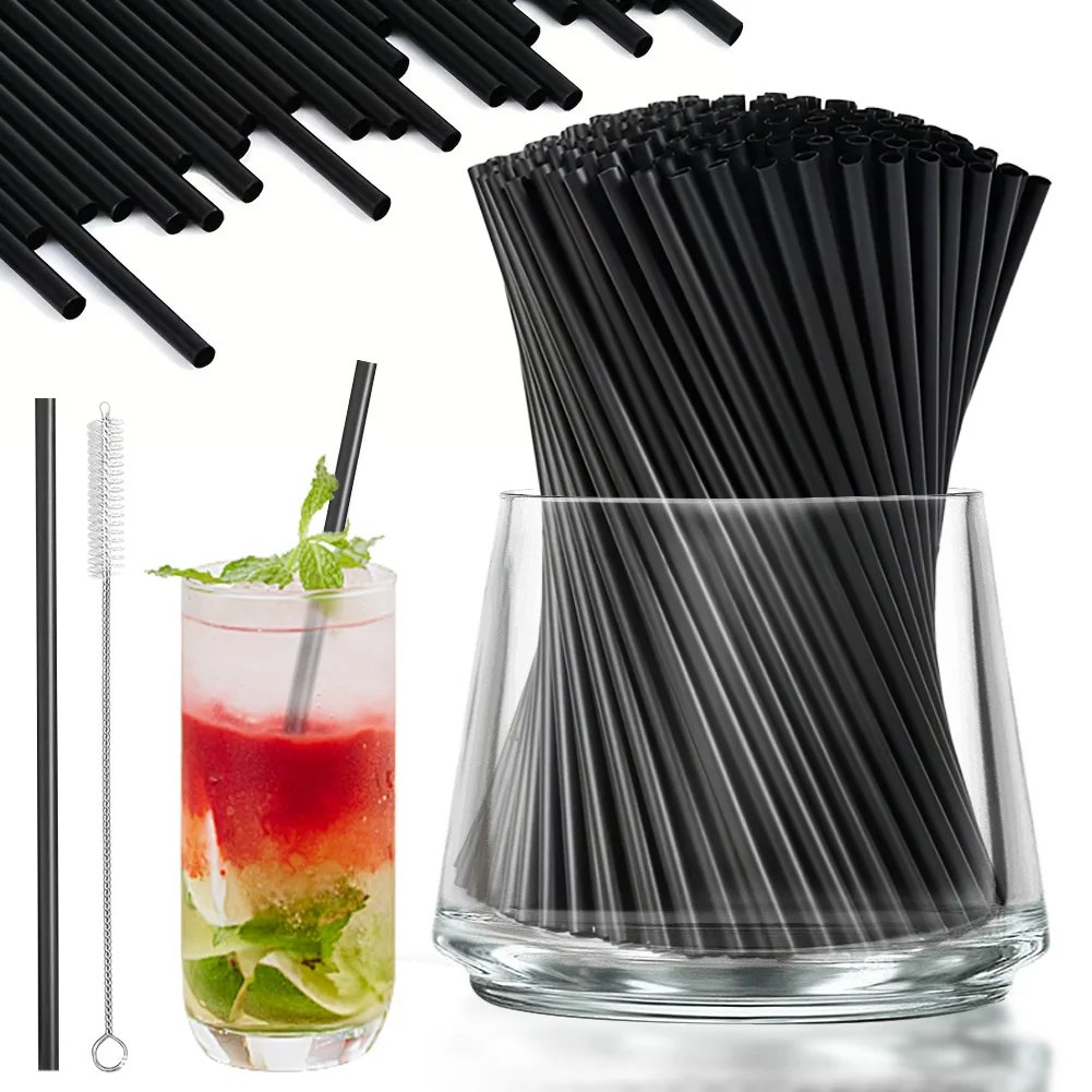 100Pcs Black Drinking Straws Reusable Beverage Drink Tube Flexible Plastic Straw Wedding Party Supplies Straw