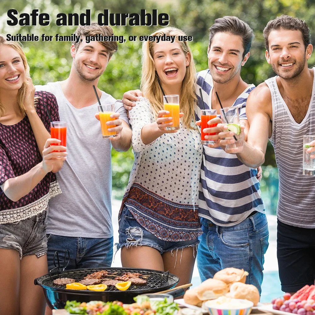 100Pcs Black Drinking Straws Reusable Beverage Drink Tube Flexible Plastic Straw Wedding Party Supplies Straw