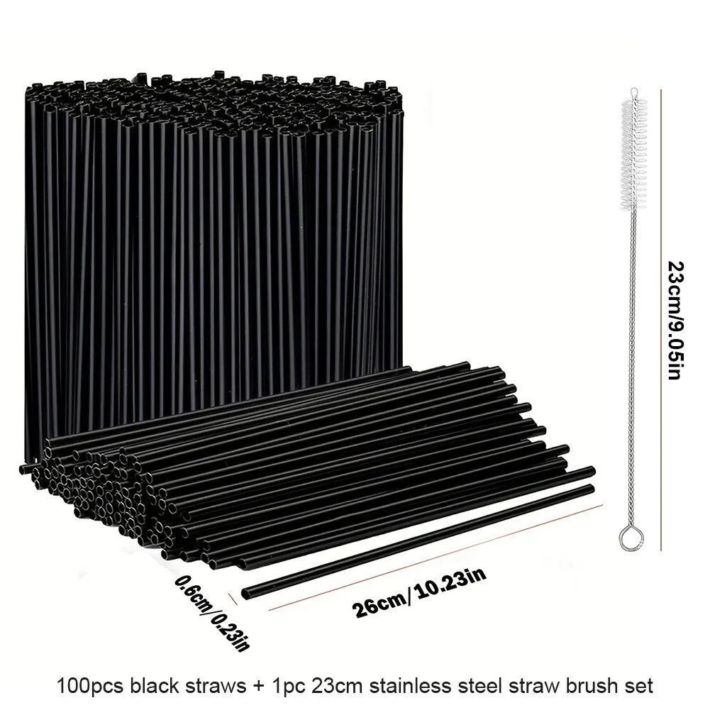 100/200PCS Black Straws Flexible Drinking Straws Cocktail Straws plastique Drink Tube Straw for Wedding Tea bar Party Wholesale