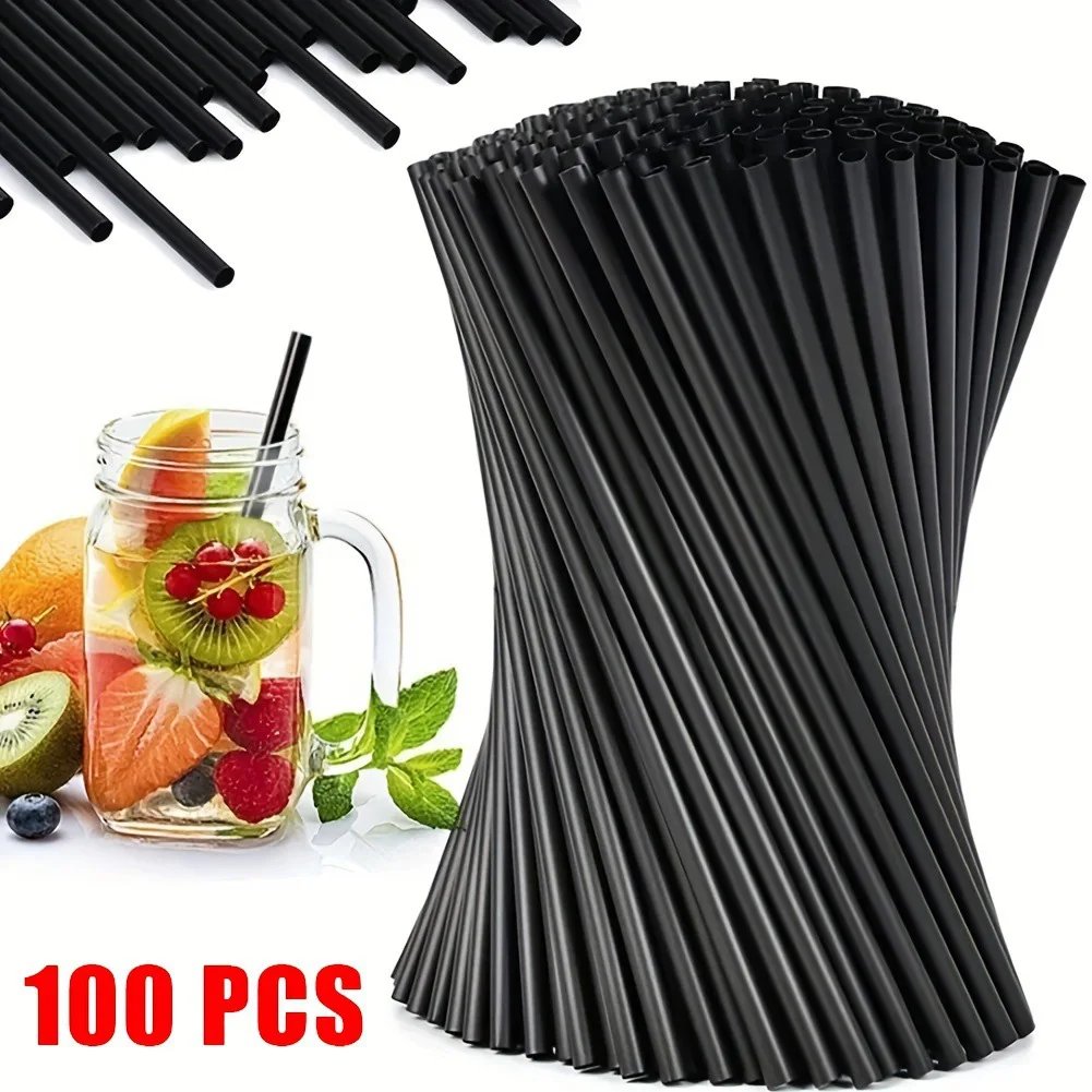 100/200PCS Black Straws Flexible Drinking Straws Cocktail Straws plastique Drink Tube Straw for Wedding Tea bar Party Wholesale