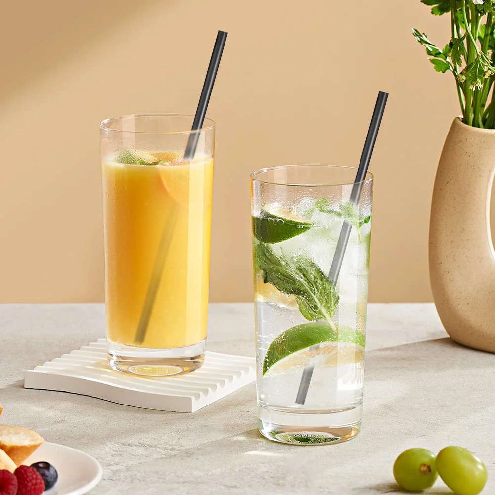 100/200PCS Black Straws Flexible Drinking Straws Cocktail Straws plastique Drink Tube Straw for Wedding Tea bar Party Wholesale