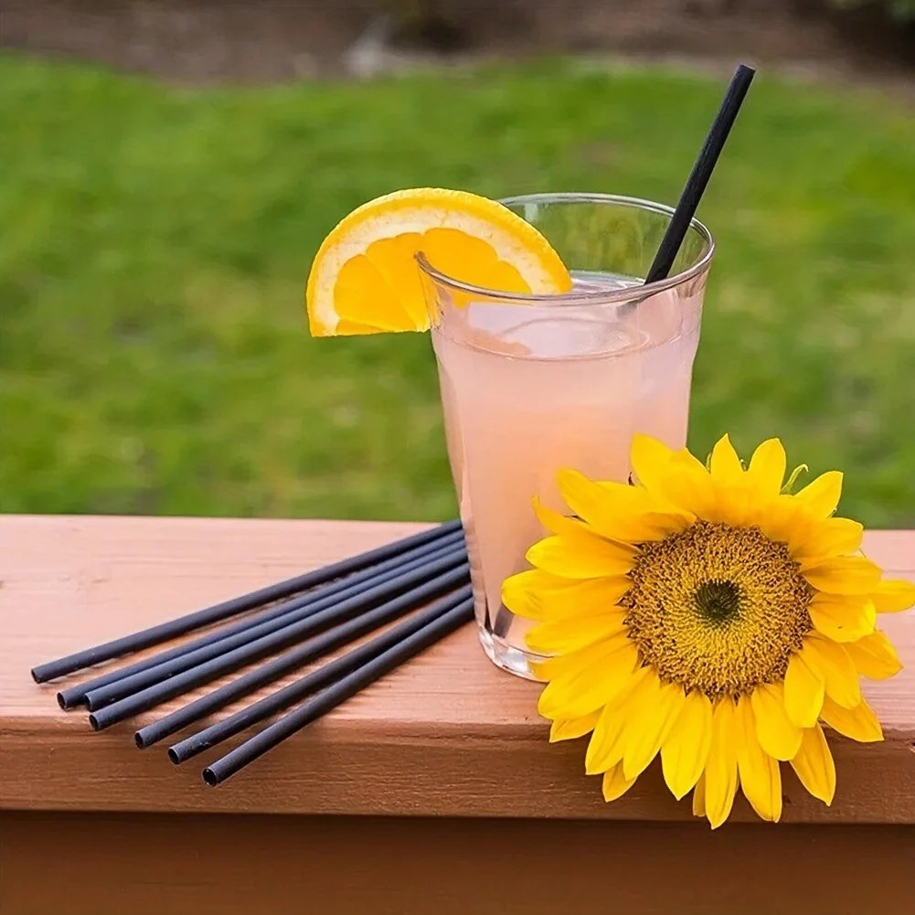 100/200PCS Black Straws Flexible Drinking Straws Cocktail Straws plastique Drink Tube Straw for Wedding Tea bar Party Wholesale