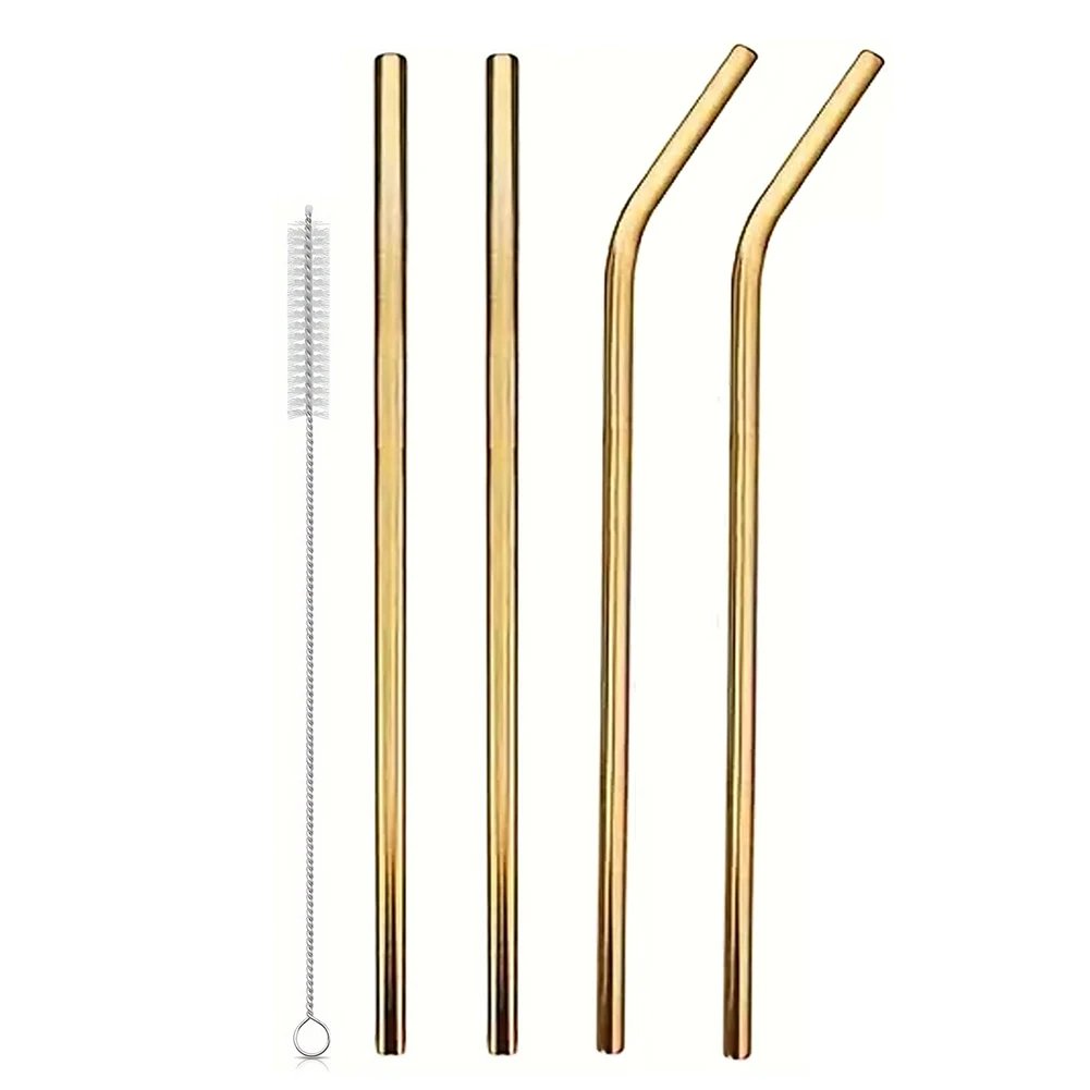 4Pcs Stainless Steel Straw with Straw Brush Replacement Straw Drinking Straws for Stanley 40oz Cup Accessories