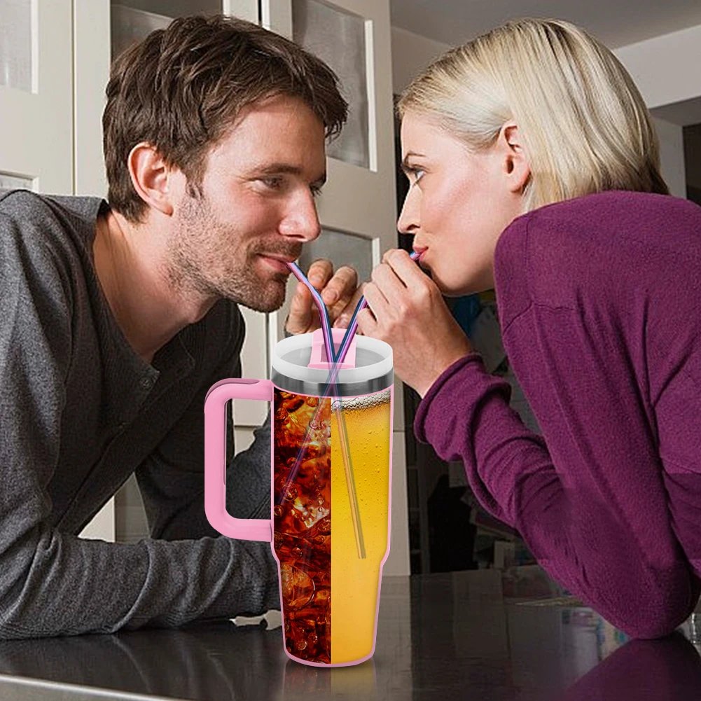 4Pcs Stainless Steel Straw with Straw Brush Replacement Straw Drinking Straws for Stanley 40oz Cup Accessories