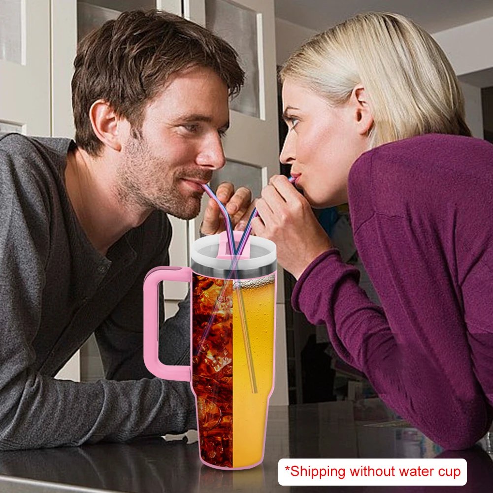 4Pcs Stainless Steel Straw with Straw Brush Replacement Straw Drinking Straws for Stanley 40oz Cup Accessories