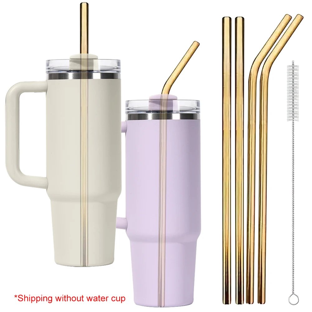 4Pcs Stainless Steel Straw with Straw Brush Replacement Straw Drinking Straws for Stanley 40oz Cup Accessories