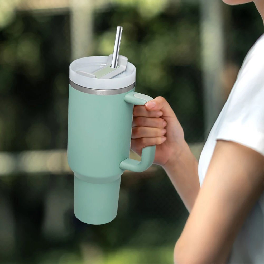 4Pcs Stainless Steel Straw with Straw Brush Replacement Straw Drinking Straws for Stanley 40oz Cup Accessories