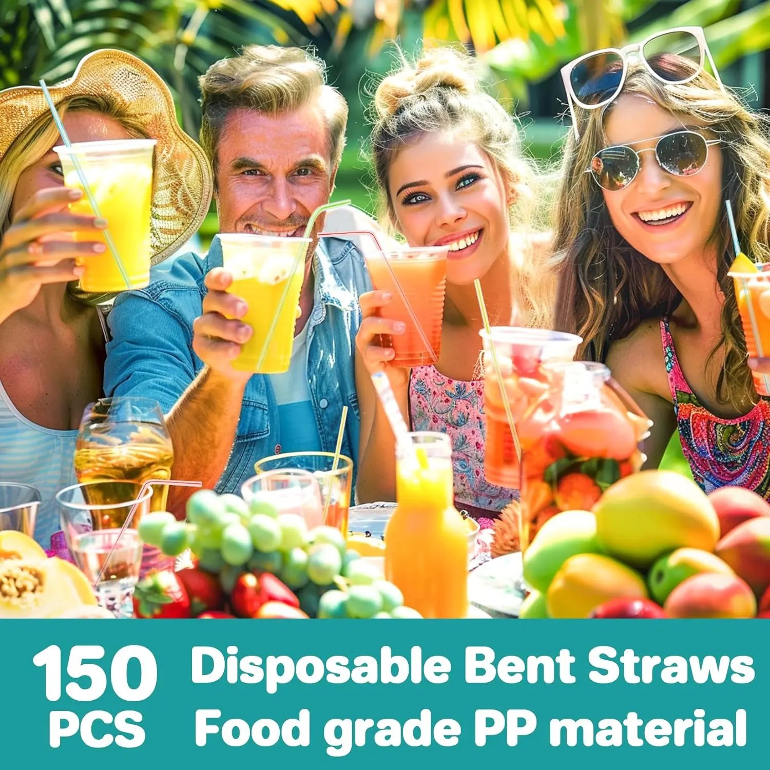 150PCS Disposable Plastic Drinking Straws - Flexible Straws Disposable Long Colorful PP Plastic Striped Assorted Colors for Home