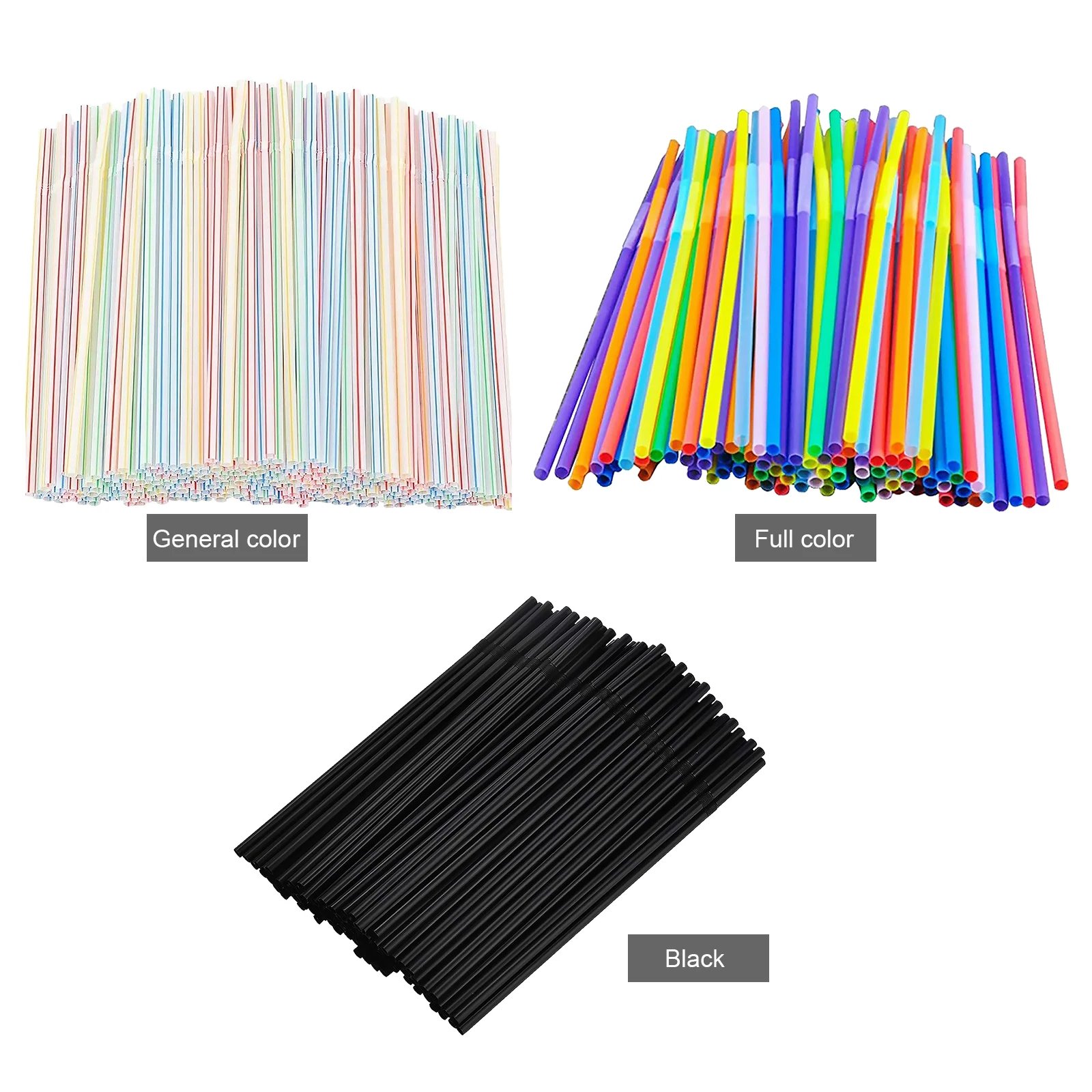 100-1500PCS Colorful & Black Flexible Drinking Straws for Parties Wedding Kitchen Wholesale for Home Parties Milk Juice Drinks