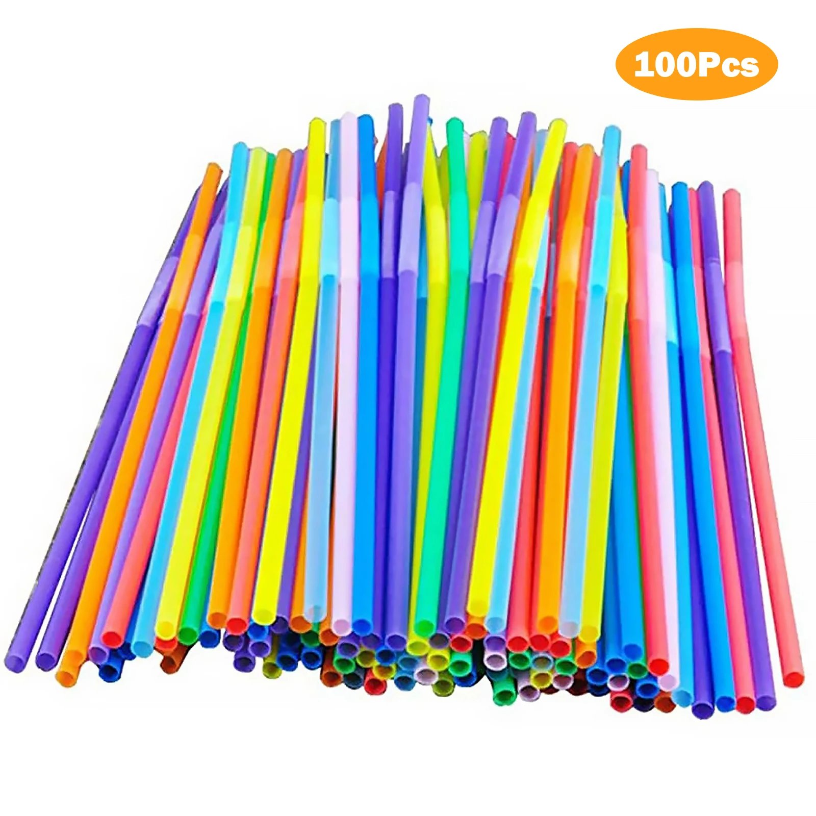 100-1500PCS Colorful & Black Flexible Drinking Straws for Parties Wedding Kitchen Wholesale for Home Parties Milk Juice Drinks