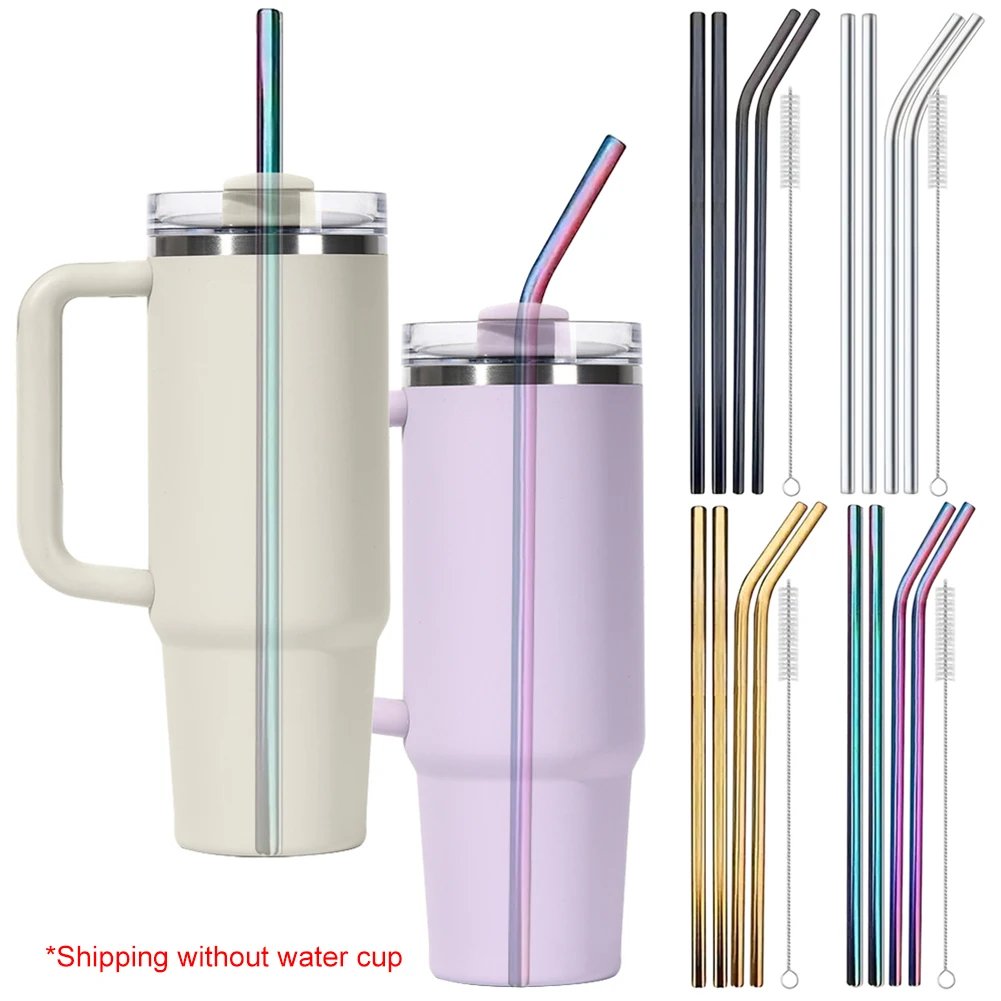 4Pcs Stainless Steel Straw with Straw Cleaner Replacement Straw Metal Straw for Stanley 40oz Cup Accessories