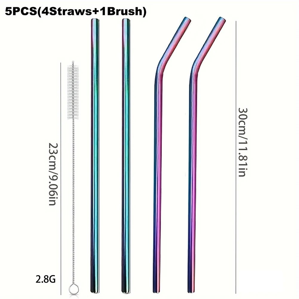 4Pcs Stainless Steel Straw with Straw Cleaner Replacement Straw Metal Straw for Stanley 40oz Cup Accessories