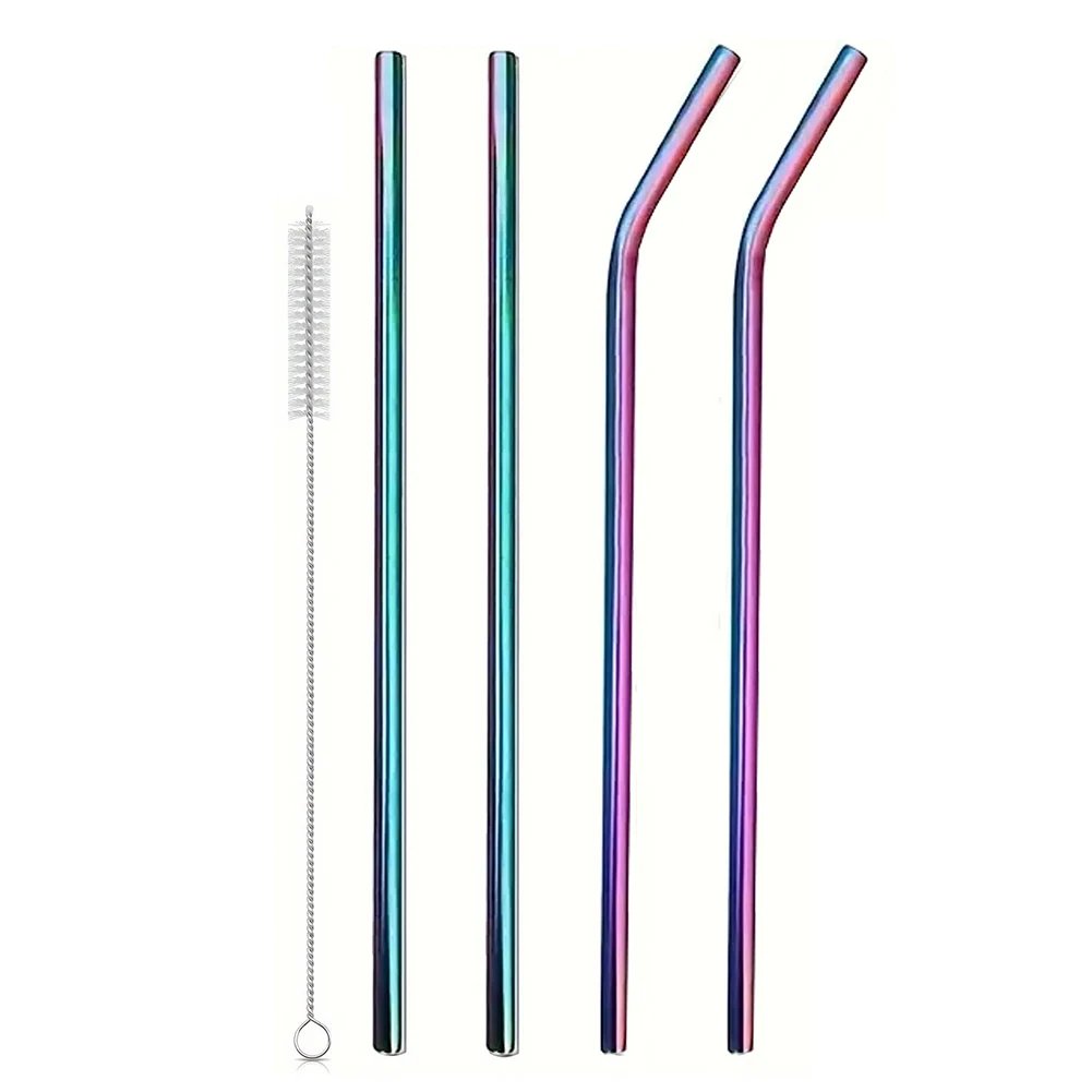 4Pcs Stainless Steel Straw with Straw Cleaner Replacement Straw Metal Straw for Stanley 40oz Cup Accessories