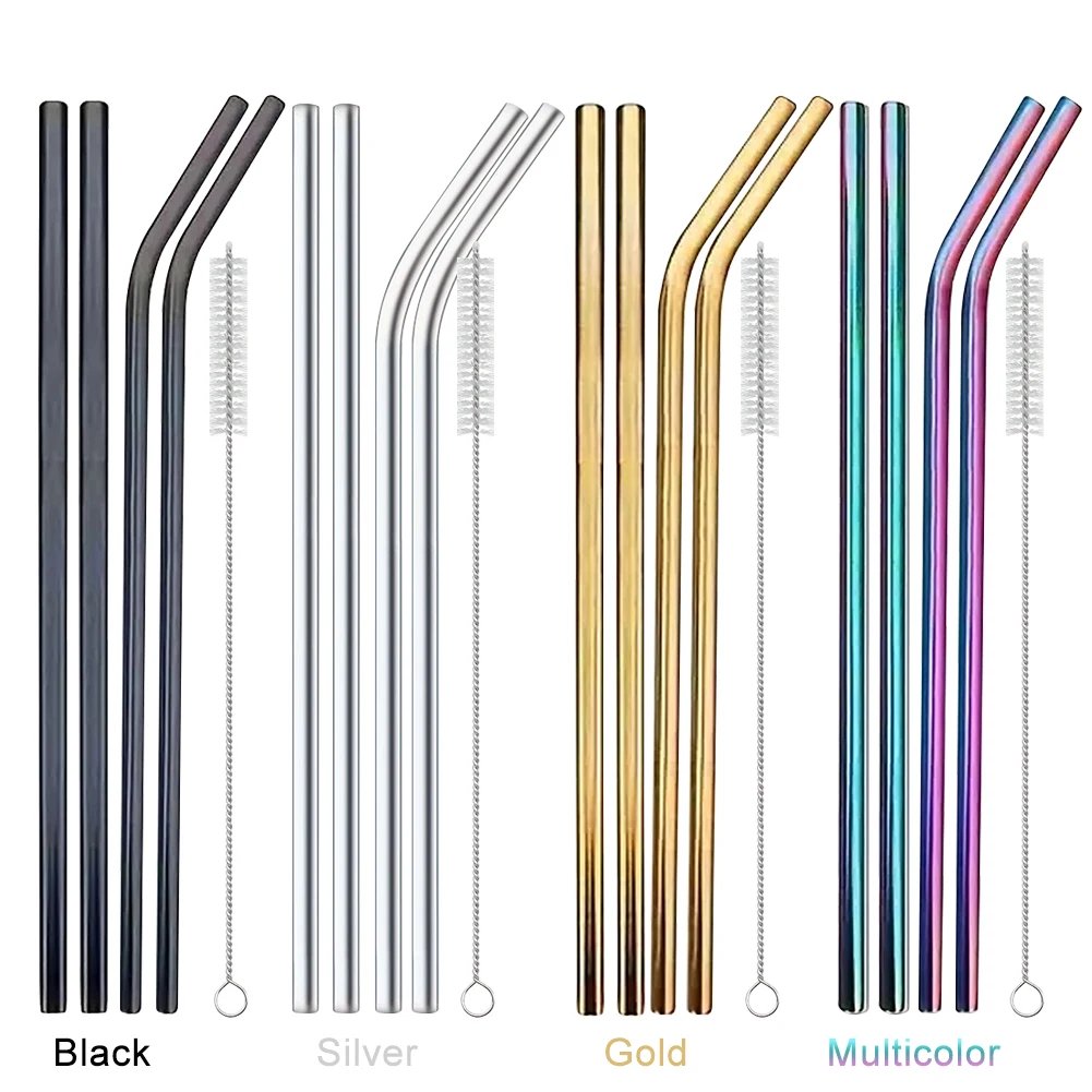 4Pcs Stainless Steel Straw with Straw Cleaner Replacement Straw Metal Straw for Stanley 40oz Cup Accessories