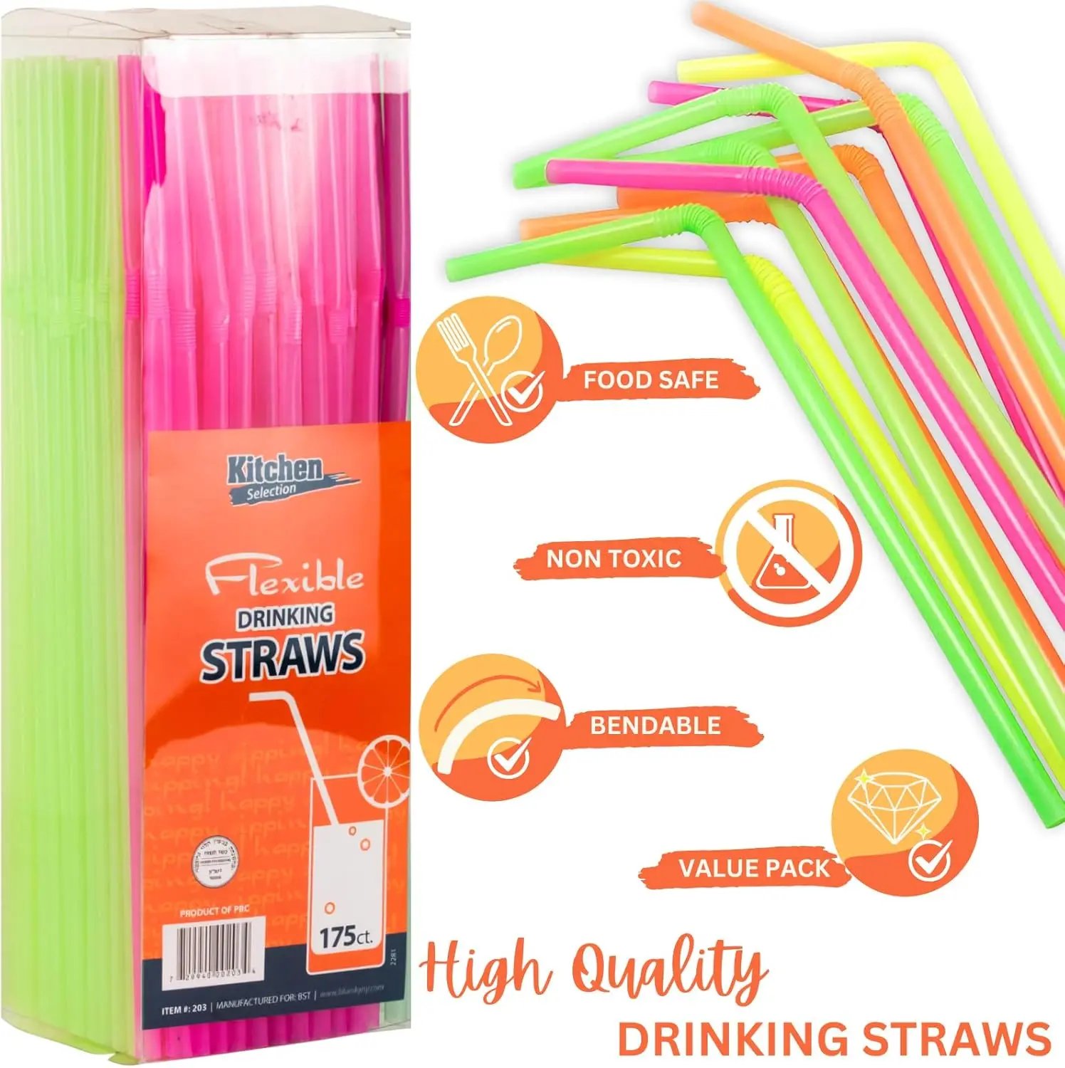 Flexible Plastic Straws Disposable, Vibrant & Colorful Assortment Bendy, Stylish Drinking Straws Flexible Plastic Straws Disposable, Vibrant & Colorful Assortment Bendy, Stylish Drinking Straws