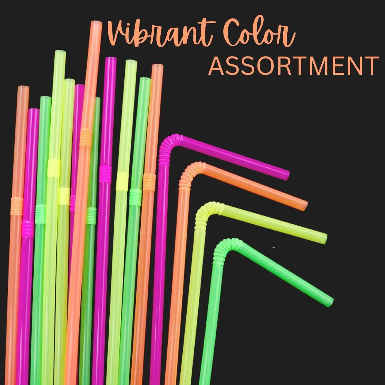 Flexible Plastic Straws Disposable, Vibrant & Colorful Assortment Bendy, Stylish Drinking Straws Flexible Plastic Straws Disposable, Vibrant & Colorful Assortment Bendy, Stylish Drinking Straws