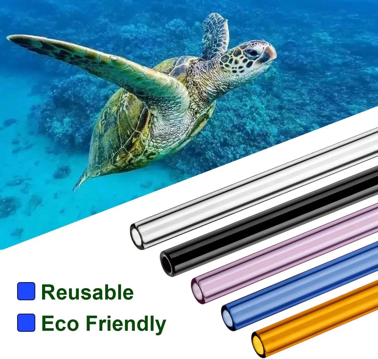 NEW Borosilicate Glass Straws for 16 oz Tumbler, 9 inch 8mm BPA Free, Reusable Drinking Straws Clear Bent Skinny