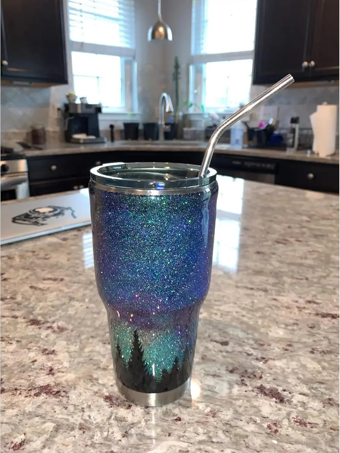 NEW Set of 4 Reusable Metal Straws, Long Stainless Steel Straw - Cleaning Brushes & Case, Drinking for 30 oz & 20 oz Tumblers