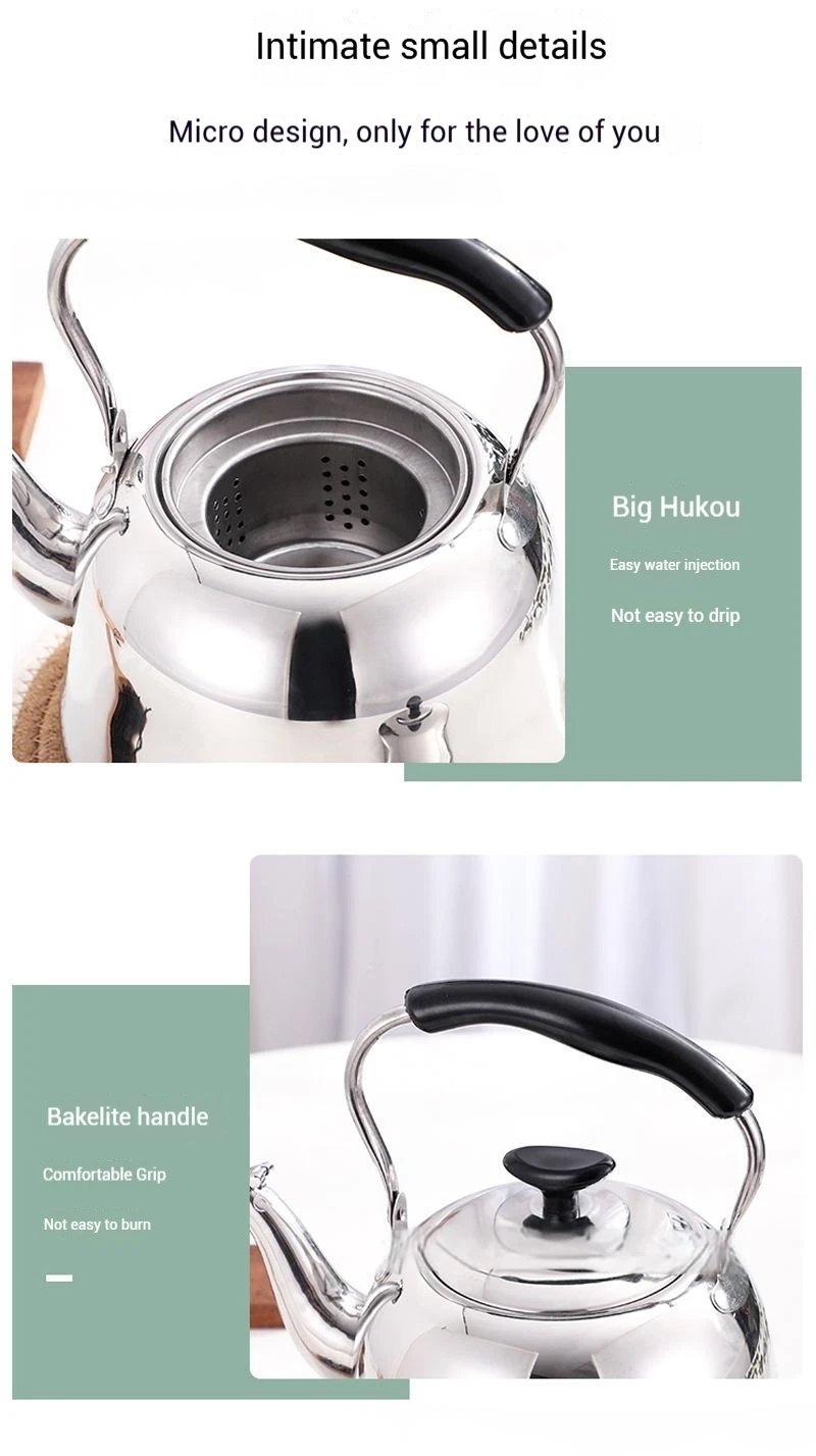 2.1 Quart Stainless Steel Whistling Tea Kettle for Stovetop &ndash; Classic Teapot with Tea Infuser, Foldable Heat-Resistant Handle