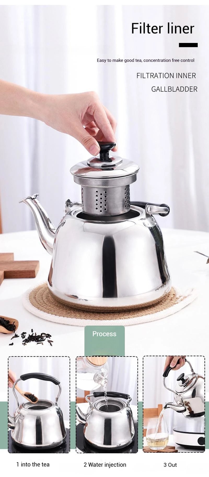 2.1 Quart Stainless Steel Whistling Tea Kettle for Stovetop &ndash; Classic Teapot with Tea Infuser, Foldable Heat-Resistant Handle
