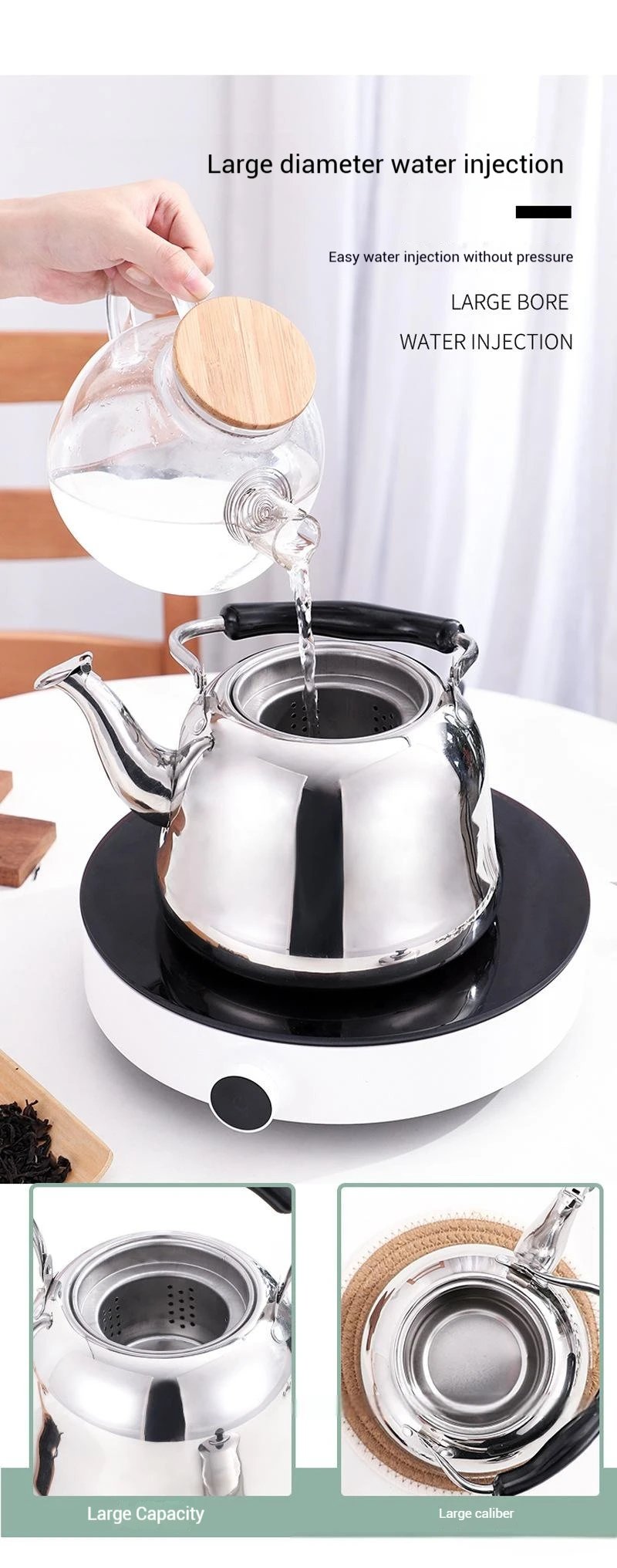 2.1 Quart Stainless Steel Whistling Tea Kettle for Stovetop &ndash; Classic Teapot with Tea Infuser, Foldable Heat-Resistant Handle