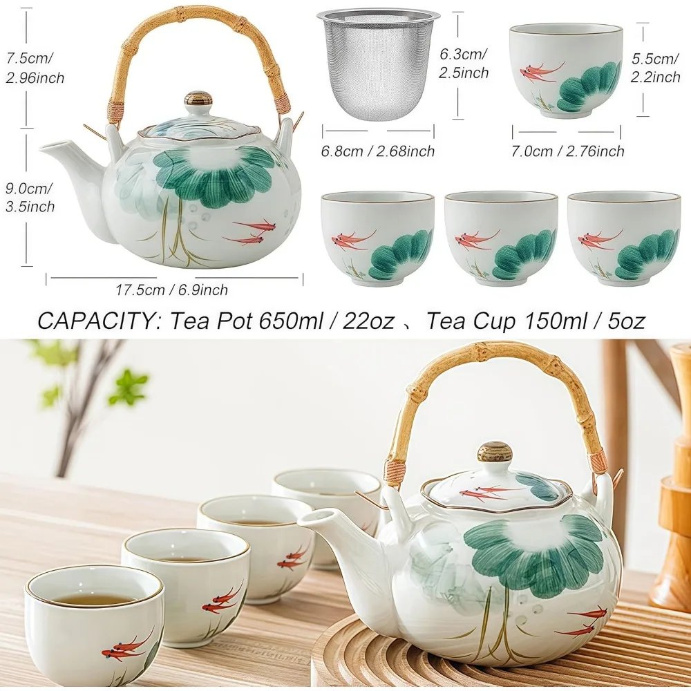 Old Craftsman Teapot Japanese Teapot and Cup Set Detachable loose-leaf Tea infuser - 1 ceramic teapot (22 oz.)