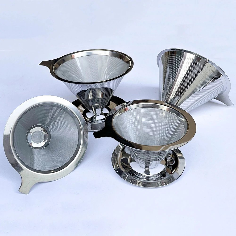 Cone Coffee Filter Screen 304 Stainless Steel Double-layer Espresso Tea Strainer Reusable Coffeeware Kitchen Gadgets