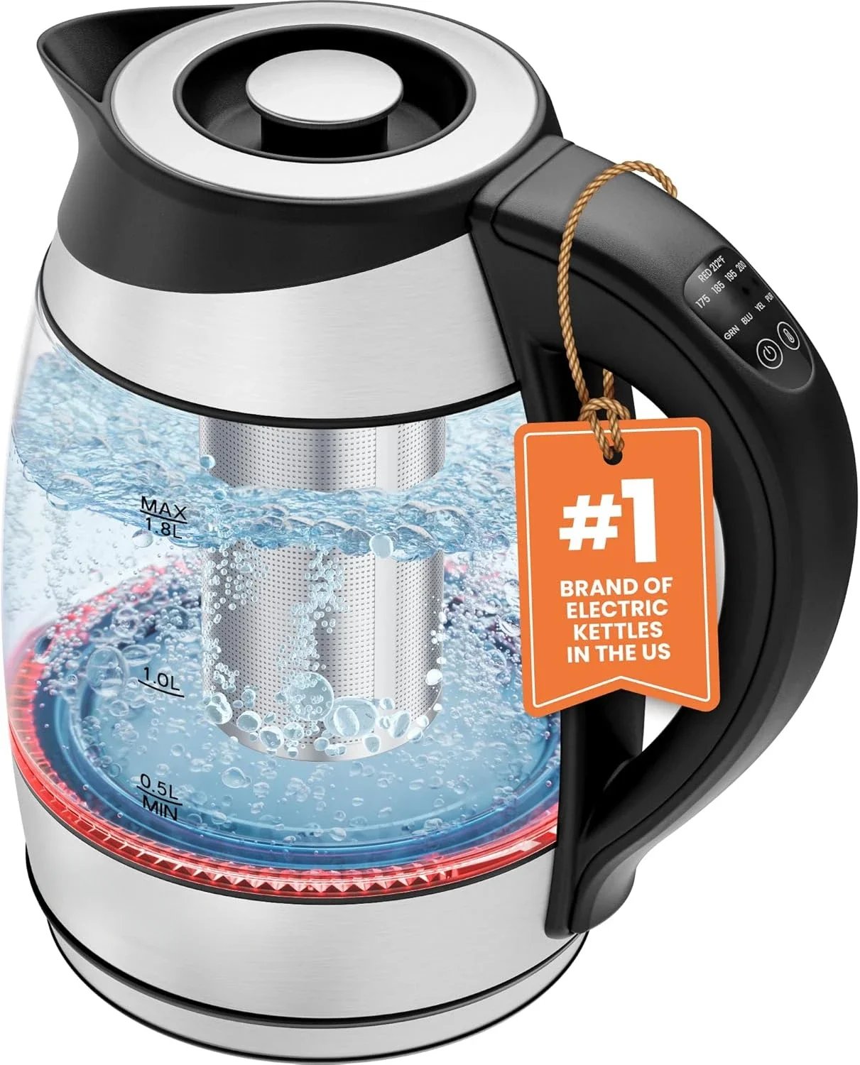 Electric Kettle with Temperature Control, 5 Presets LED Indicator Lights, Removable Tea Infuser NEW