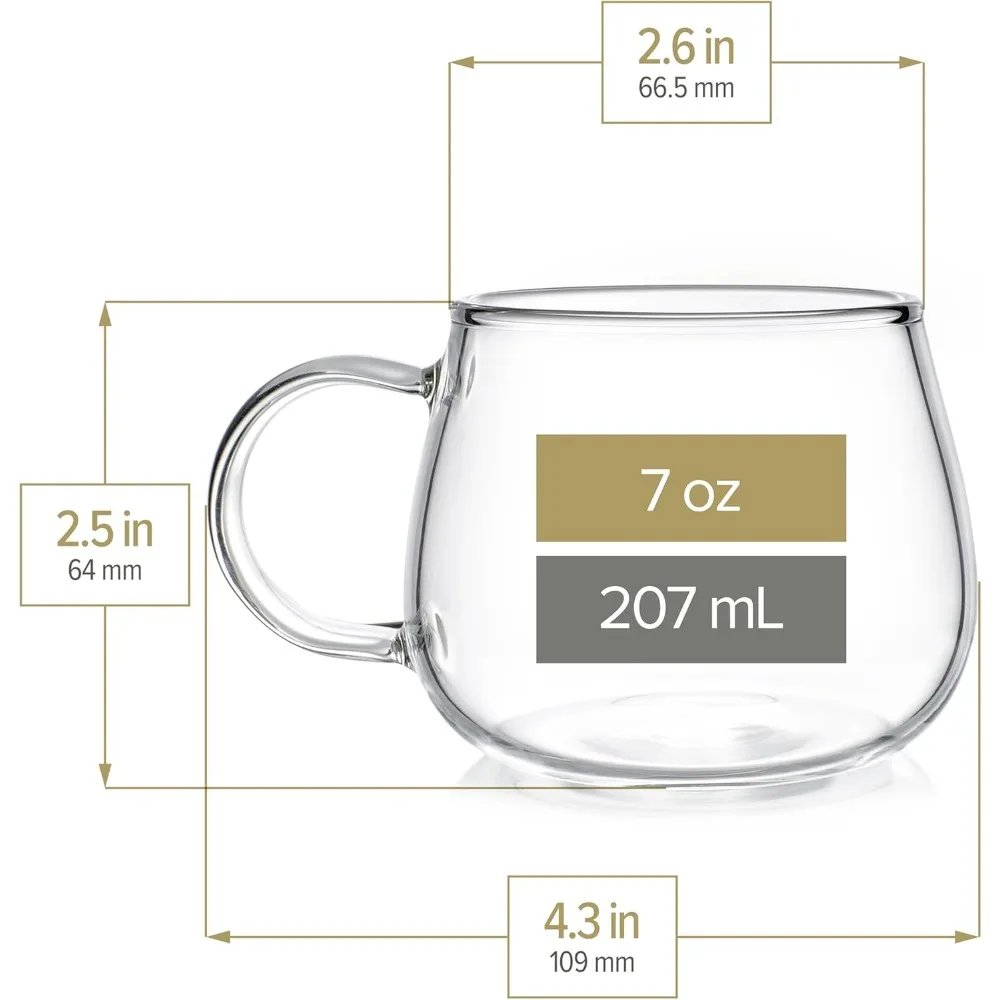 Pyrex teapot set, removable loose tea infuser (standard size: 32 oz /946ml) and four borosilicate glass teacups