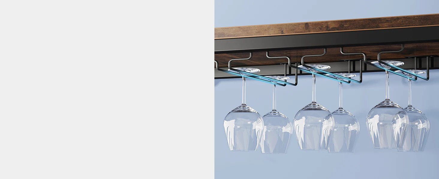 L-Shaped Home Bar Unit, 3 Tier Liquor Table With Storage Shelves and Wine Glasses Holder, Mini Bar for Home Kitchen Pub