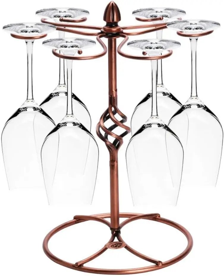 Fantasee - Wine Glass Holder, Tabletop Stemware Rack with 6 Wine Glass Drying Rack Stand
