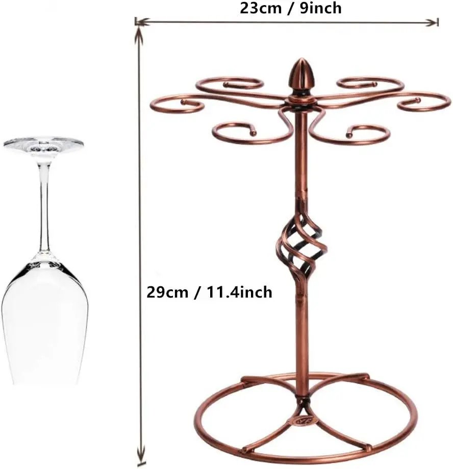 Fantasee - Wine Glass Holder, Tabletop Stemware Rack with 6 Wine Glass Drying Rack Stand